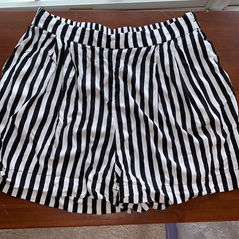 H&M Black and White Striped Shorts